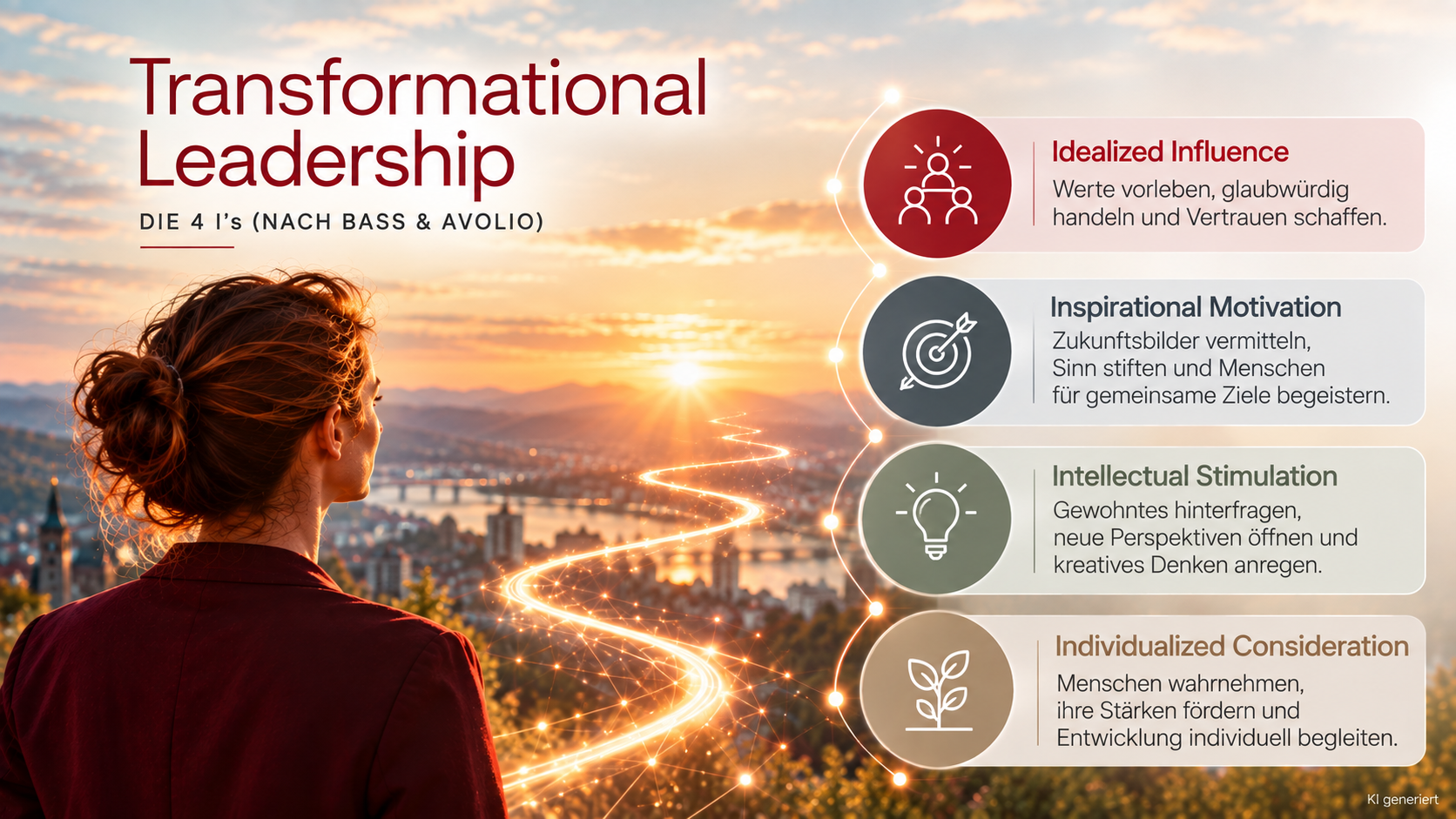 Idealized Influence, Inspirational Motivation, Intellectual Stimulation, Indivdualized Consideration