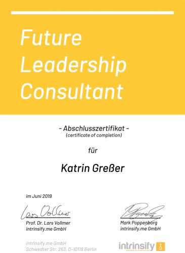 Zertifikat Future Leadership Consultant