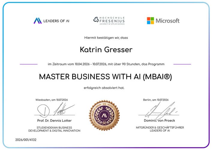 Zertifikat Master Business with AI