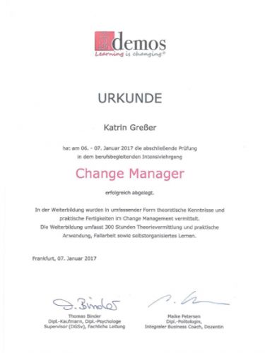 Zertifikat Change Manager