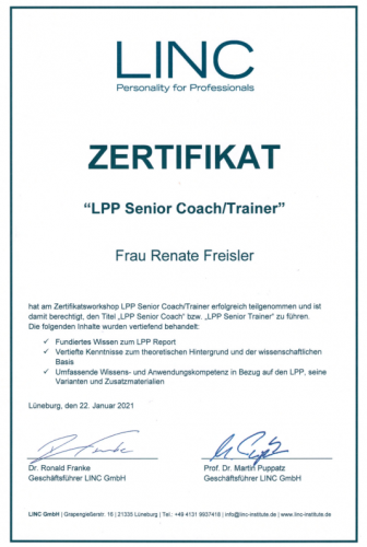 Titelblatt LINC-Zertifizierung